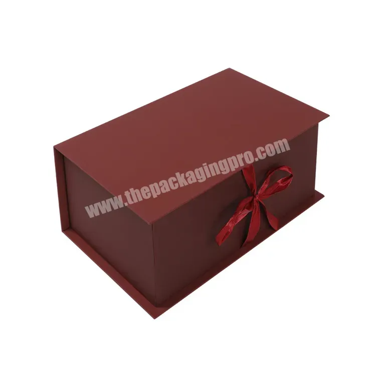Wholesale Custom Logo Matte Black Kraft Large Magnetic Closure Style Gift Paper Box For Clothing Packaging With Ribbon Bow - Buy Magnetic Box,Paper Folding Gift Box,Wholesale Custom Logo Matte Black Kraft Large Magnetic Closure Style Gift Paper Box F