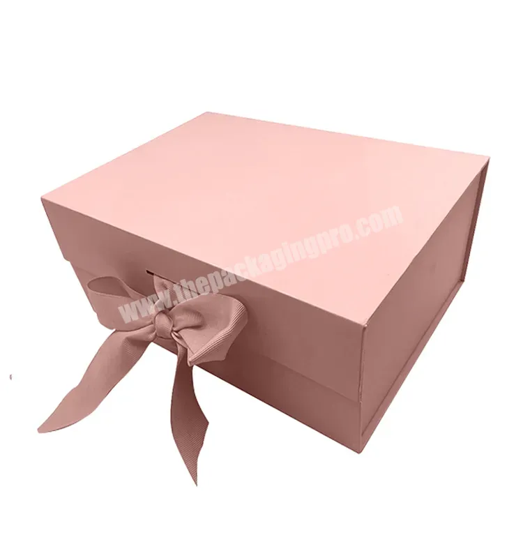 Wholesale Custom Printed Birthday Party Fold Cardboard Pink White Magnetic Paper Gift Box With Ribbon Closure - Buy Fold Cardboard Gift Box,Gift Boxes Wholesale,Gift Boxes With Ribbon Closure.