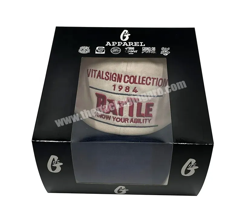 Wholesale Snapcap Box Custom Logo Baseball Cap Hat Mailer Paper Box With Window Cap Gift Box Packaging With Your Logo Print - Buy Snapcap Box Custom Logo,Baseball Cap Hat Mailer Paper Box,Paper Box With Window.