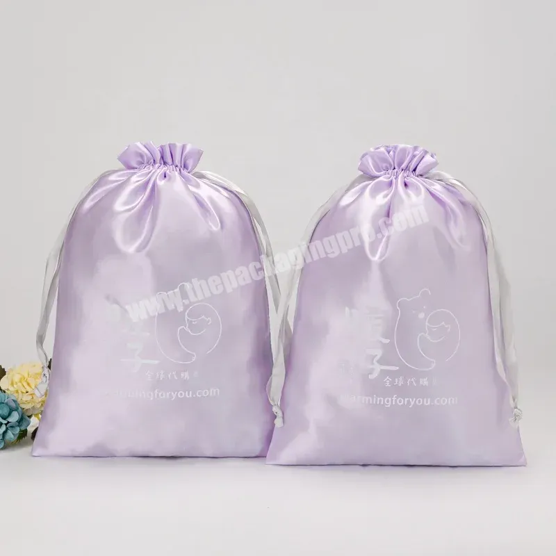 Champagne Silk Satin Drawstring Bag Custom Logo Packaging Bags