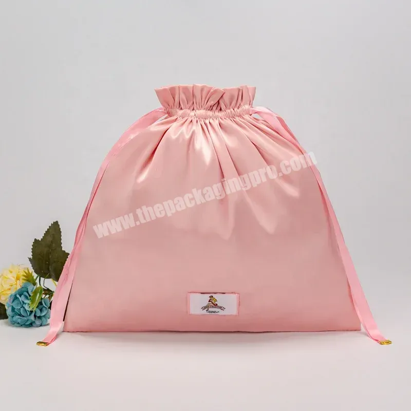 Factory Oem Logo Custom Silk Jewelry Pouch Satin Wig And Makeup Storage Bag With Ribbon - Buy Silk Satin Jewelry Pouch,Satin Gift Packing Bags Custom,Silk Wig Bag With Logo Custom.