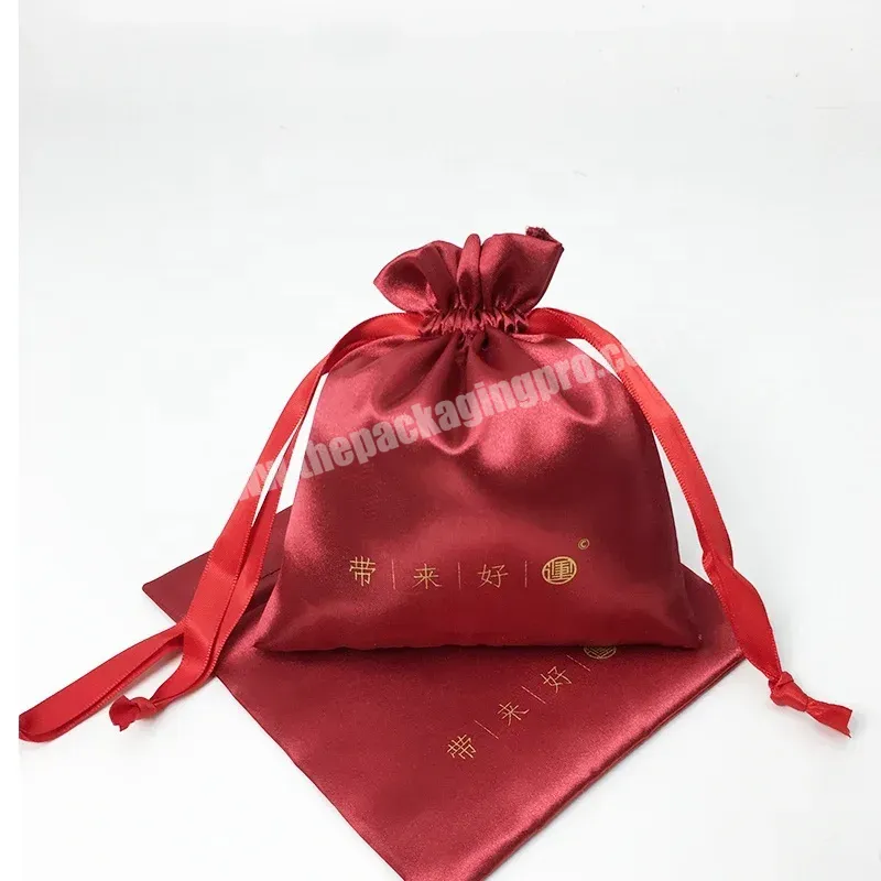 Luxury Custom Printed Logo Red Satin Gift Jewelry Pouch Satin Hair Cosmetic Dust Drawstring Bag - Buy Cosmetic Stain Drawstring Bag,Custom Satin Bags,Gift Satin Pouch.
