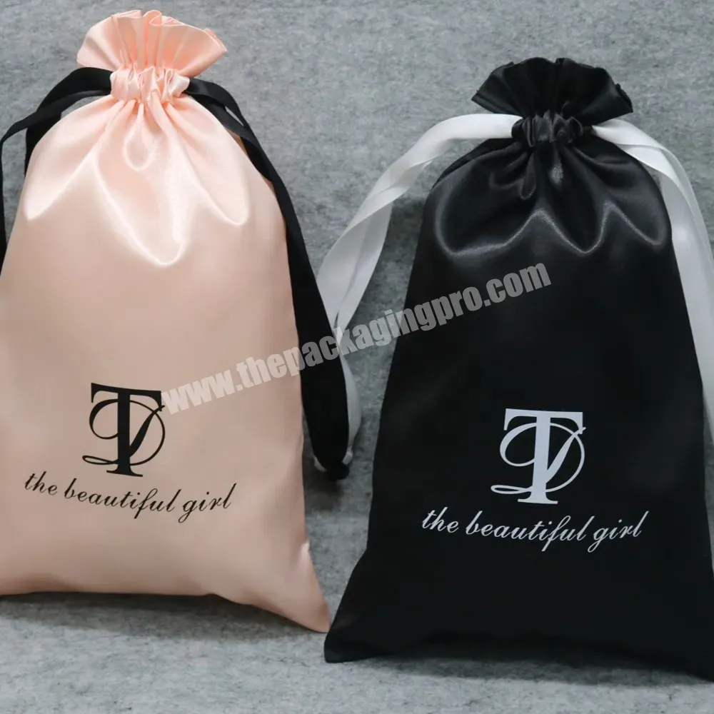Wholesale Custom Gift Packaging Pouch Drawstring Soft Silk Satin Hair Bags Satin Dust Bag With Printed Logo - Buy Custom Satin Dust Bags,Satin Drawstring Dust Bag,Wholesale Custom Gift Packaging Pouch Drawstring Soft Silk Satin Hair Bags Satin Dust B