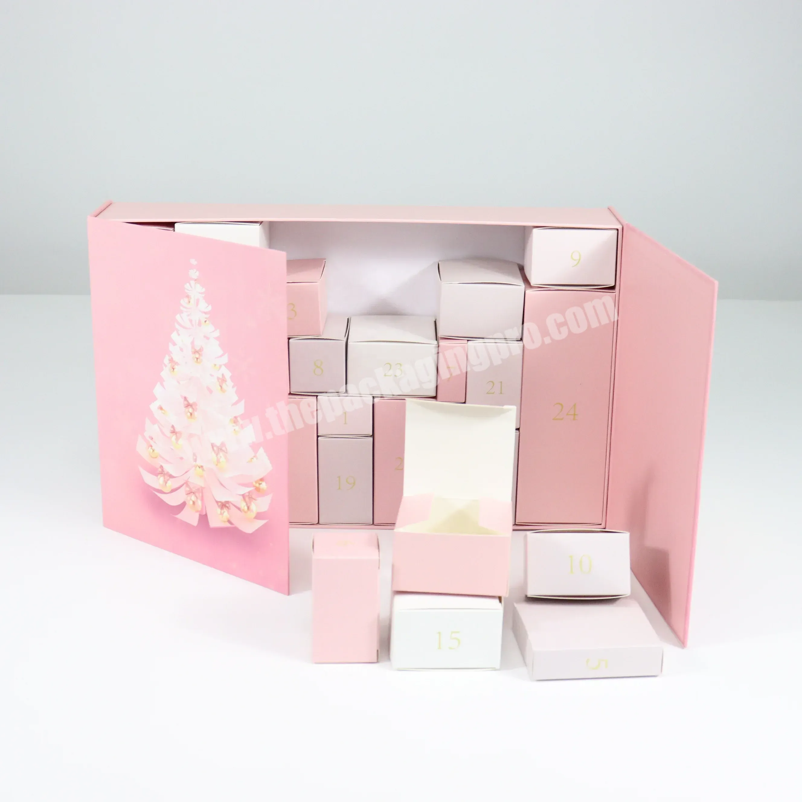 Custom Pink Advent Calendar Christmas Cardboard Box 24 Days Cosmetic Boxes - Buy Advent Calendar Cardboard Box,Pink Advent Calendar Box,Cosmetic Box Packaging.