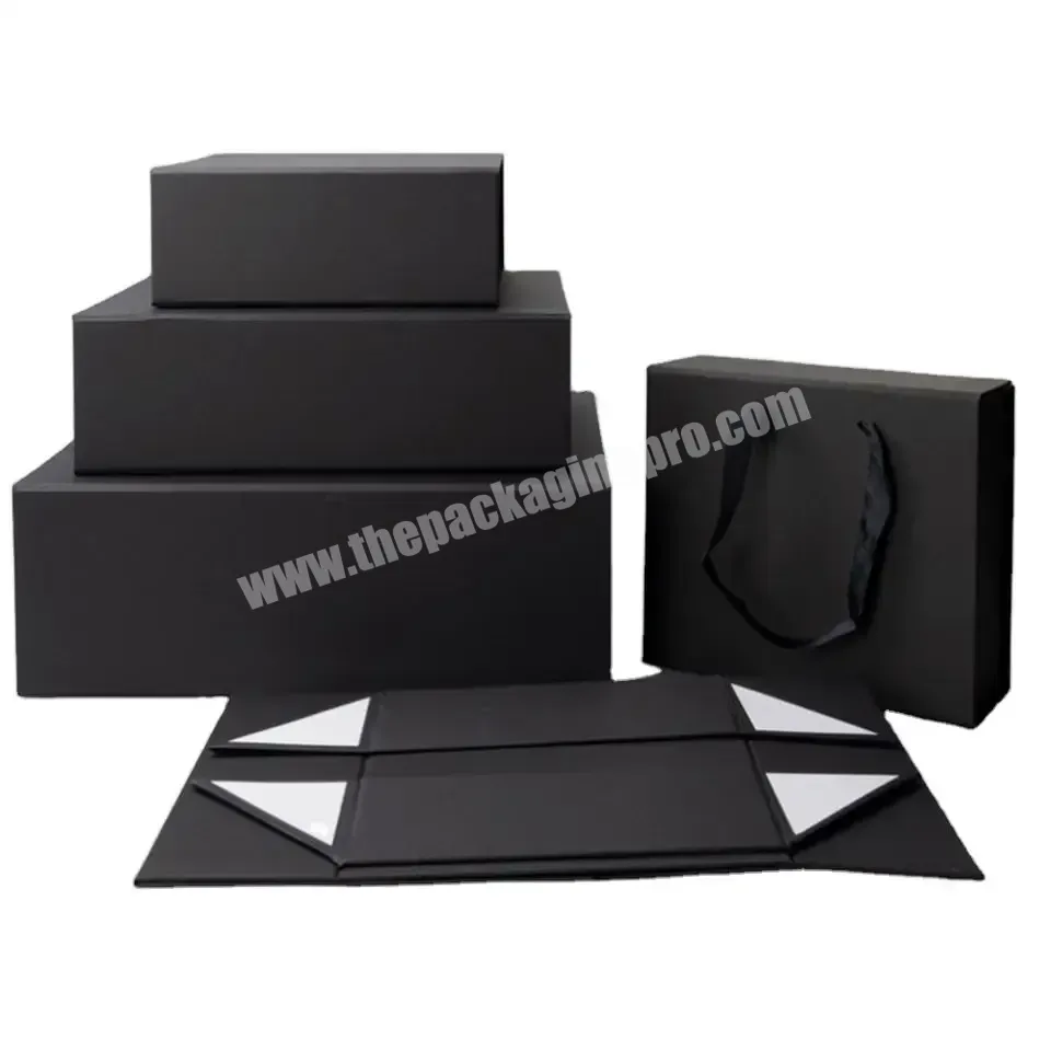 Luxury Custom Printing Cardboard Rigid Magnetic Flat Pack Folding Clothes Paper Packaging Gift Box With Ribbon Closure - Buy Package Box With Logo,Foldable Packaging,Packaging Box.