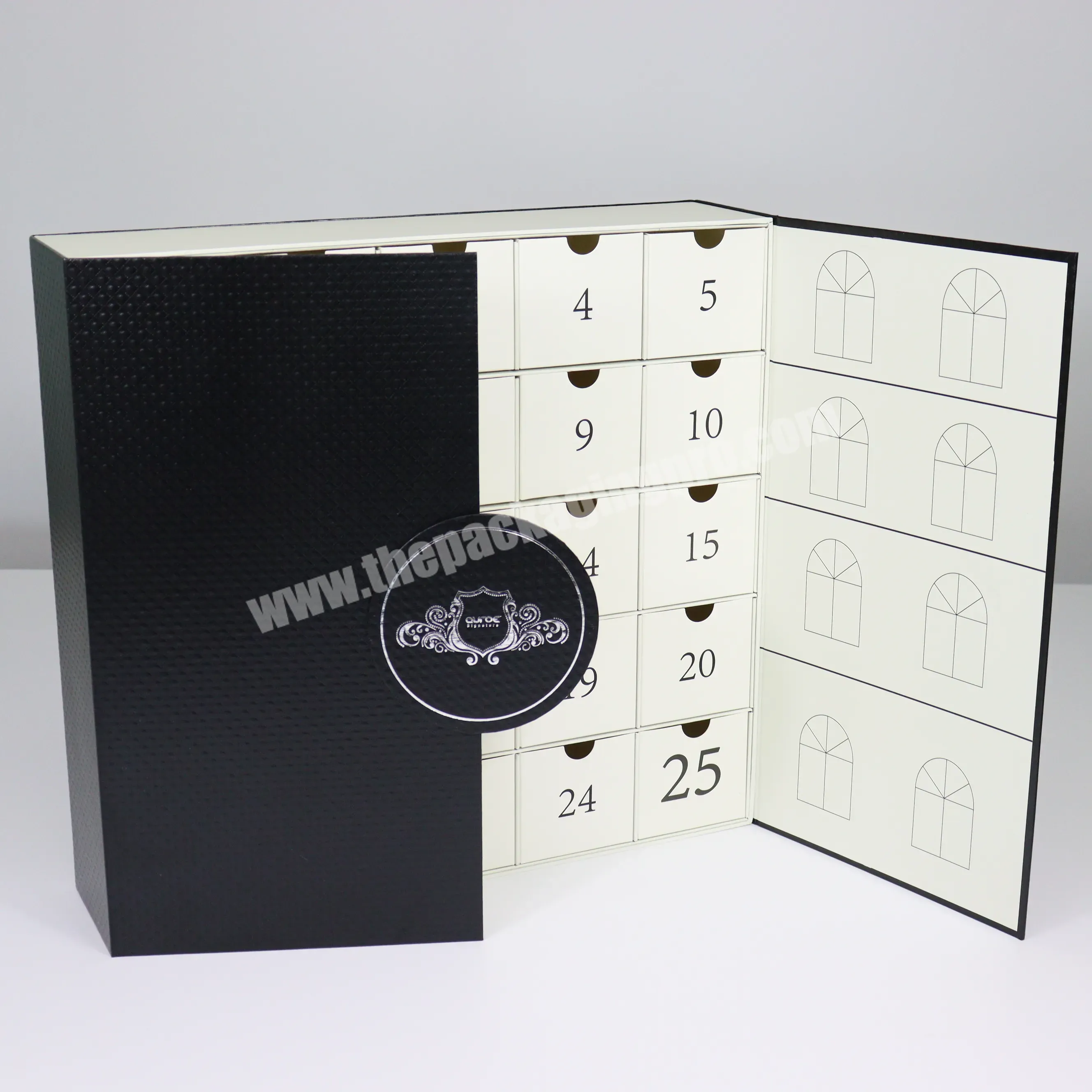 Special Black Leather Advent Calendar Gift Box With Drawers For Cosmetic Packaging Box - Buy Leather Advent Calendar Box,Cosmetic Packaging Box,Advent Calendar Gift Box.