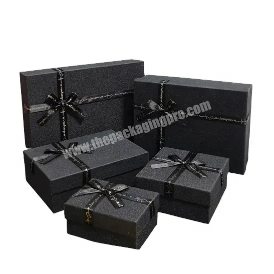 Cardboard Rigid Lid With Ribbon Black Gift Luxury Customized Box Packaging - Buy Luxury Box Packaging,Customized Box Packaging,Black Gift Box.