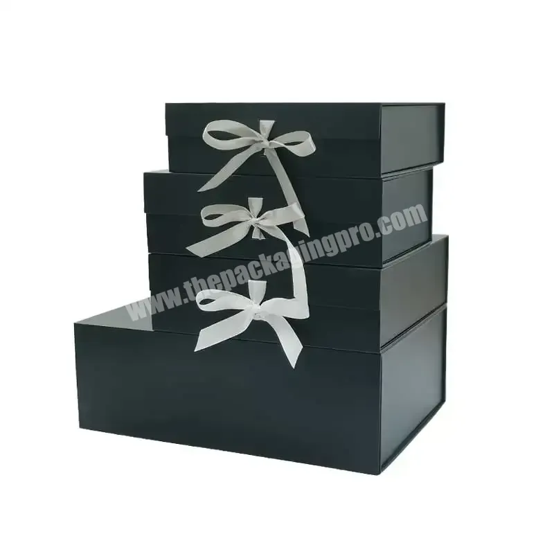 Custom Design Matte Black Large Rigid Paper Cardboard Luxury Folding Ribbon Magnetic Gift Box - Buy Black Magnetic Flip Box,Magnetic Gift Box,Magnetic Gift Box Foldable.