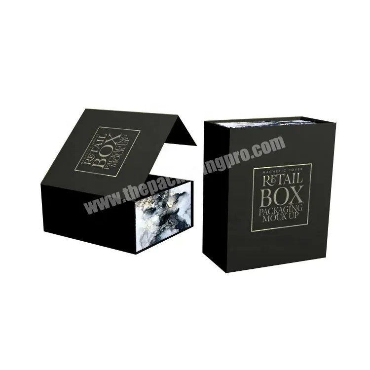 Custom Logo Design Matte Black Rigid Paper Cardboard Gift Packaging Magnetic Folding Clothing Box Gift Box - Buy Paper Packaging Boxes,Paper Box Custom Logo,Black Magnetic Box.