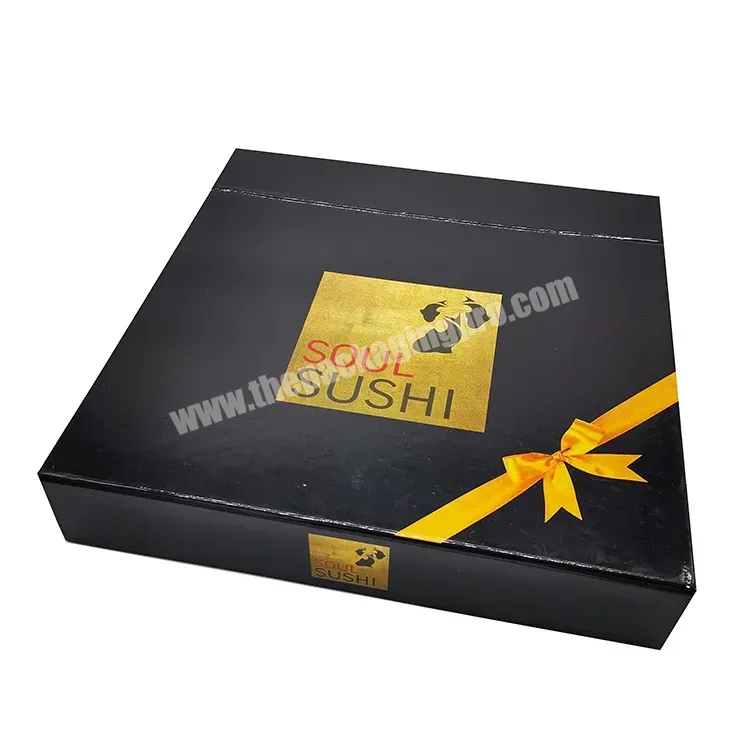 Custom Sushi Boxes Paper Magnetic Gift Rigid Salad Box Logo Black Large Magnetic Hamper Gift Box - Buy Magnetic Gift Box Black,Large Magnetic Hamper Gift Box,Custom Boxes Paper Magnetic Gift Rigid Box Logo.