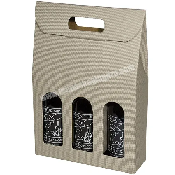 Kraft Corrugated Foldable Box Packaging 3 Pack Beer Carrier Packaging Rigid Corrugated Cardboard Boxes Wine Box With Handle - Buy 3 Pack/bottle Beer Carrier Box,3 Bottle Cardboard Wine Box,Kraft Corrugated Folding Box.