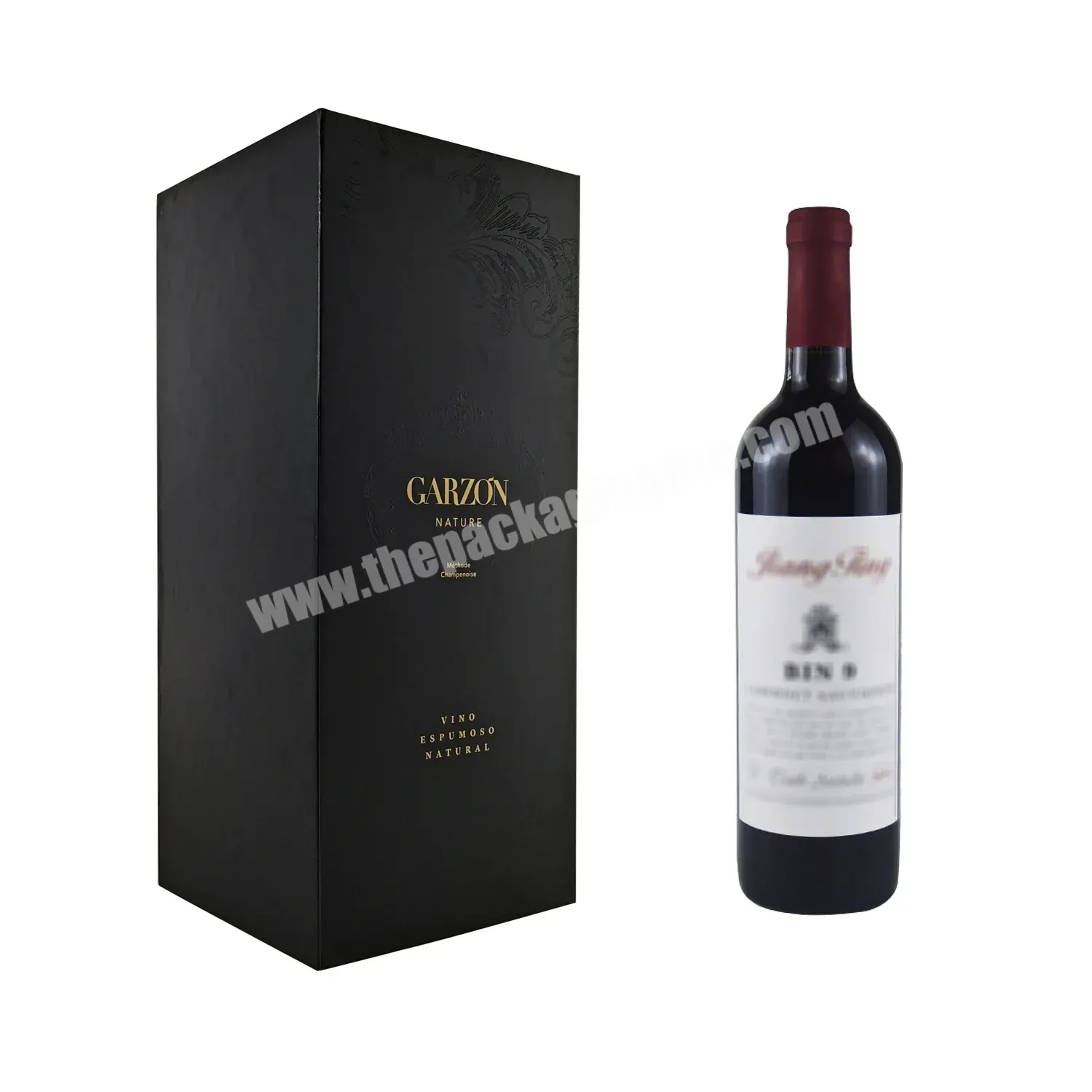 Luxury Black Rigid Cardboard Wine Box Empty Bottle Beverage Alcohol Box Packaging With Foam - Buy Luxury Wine Packaging,Cardboard Wine Glass Boxes,Wine Box Packaging.