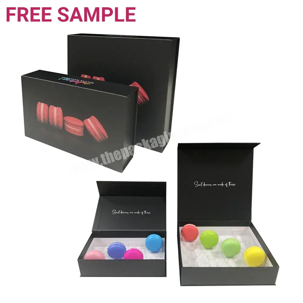 Wholesale Custom Customized Luxury Black Truffle Chocolate Macaron Magnetic Package Packaging Gift Rigid Boxes With Dividers - Buy Macaron Boxes,Gift Chocolate Boxes,Magnetic Macaron Box.