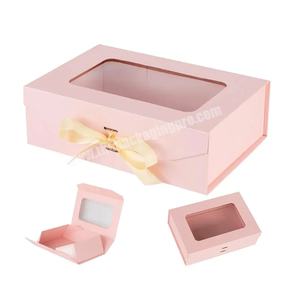 Wholesale Custom Pink Hard Rigid Cardboard Paper Valentines Day Gift Box Magnetic Gift Boxes Packaging With Window For Present - Buy Magnetic Gift Boxes,Gift Boxes For Present Luxury,Gift Box With Window.