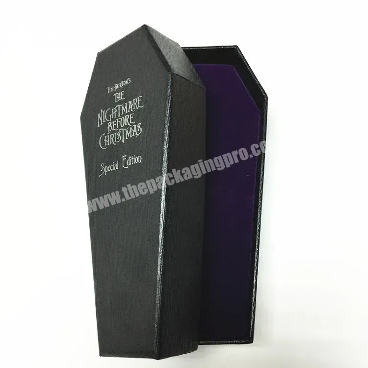 Wholesale Halloween Printing Rigid Luxury Design Custom Logo Black Cardboard Paper Coffin Box Packaging - Buy Coffin Box Packaging,Coffin Paper Box,Coffin Box.