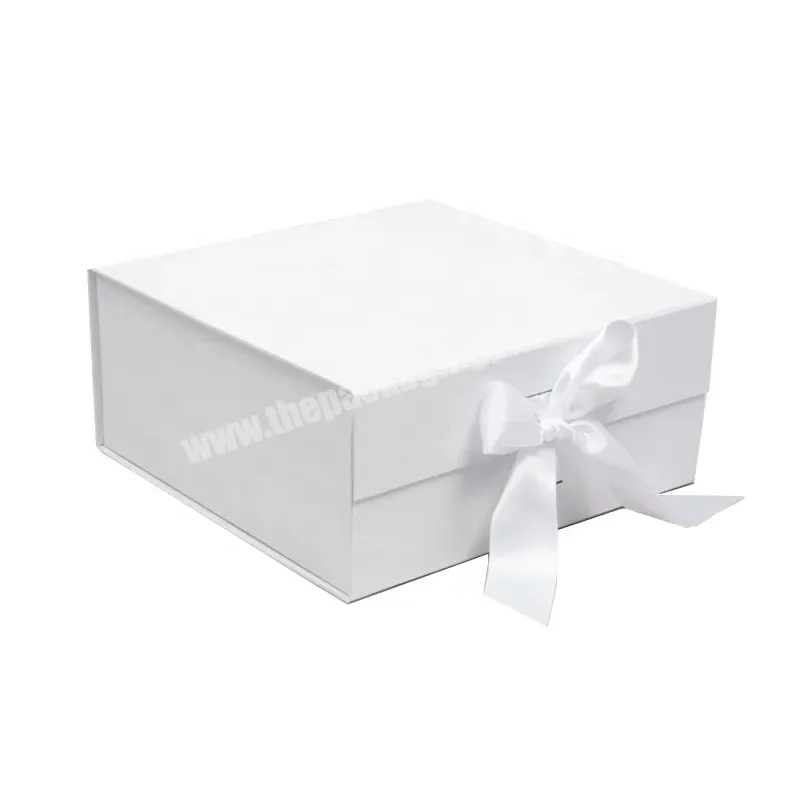 Wholesale Luxury Bespoke Custom Logo Rigid Cardboard Magnetic Paper Gift Folding Boxes With Ribbon Closure For Wedding Dress - Buy Magnetic Gift Box,Magnetic Box,White Magnetic Gift Box.