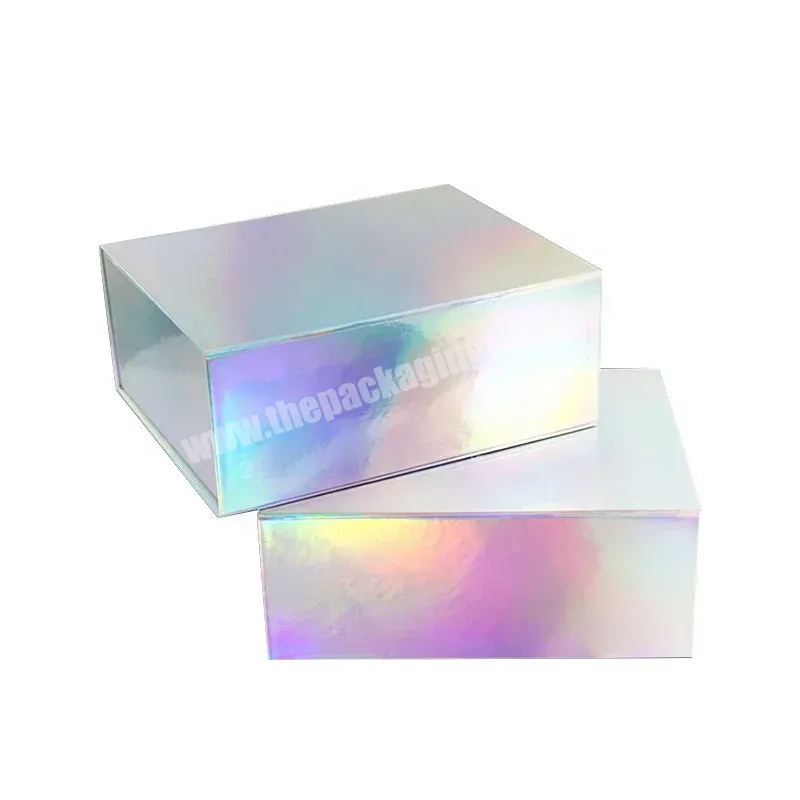 Wholesales Sliver Holographic Rigid Magnetic Make Up Paper Box For Cosmetic - Buy Custom Cosmetic Packaging Box,Cosmet Box,Make Up Organisation Box.