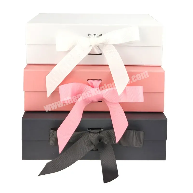 Custom Logo And Design With Pink Ribbon Folding Luxury Rigid Packaging Large Magnetic Hamper Gift Box - Buy Custom Logo And Design With Pink Ribbon,Folding Luxury Rigid Packaging,Large Magnetic Hamper Gift Box.