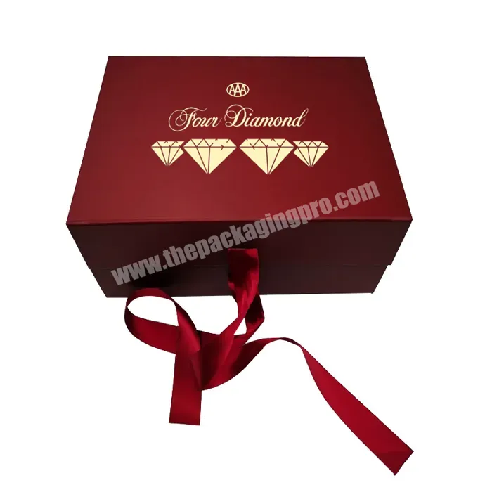 Custom Logo Red Foldable Magnetic Gift Box Luxury Packaging Box With Ribbon Closure For Wine,Dresses,Cosmetics,Watch,Christmas - Buy Foldable Magnetic Luxury Box,Magnetic Gift Box With Bow,Magnetic Gift Box Red.