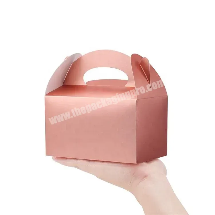 Custom Pink Cake Takeaway Food Pastry Brownie Packaging Box With Handle - Buy Wholesale Food Grade One Piece Folding Custom Size Dessert Packaging Donut Brownies Paper Box,Hot Selling Kitchen Use Fast Food Microtainers Take Away Lunch Box Disposable