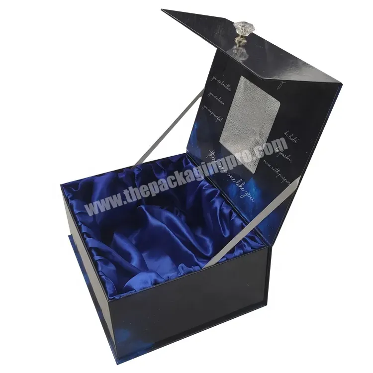 Luxury Custom Rigid Cardboard Packaging Box With Mirror Magnetic Closure Cosmetics Gift Box For Satin Lined And Crystal Handle - Buy Custom Gift Boxes,Packaging Boxes Custom Logo,Magnet Packaging Box.