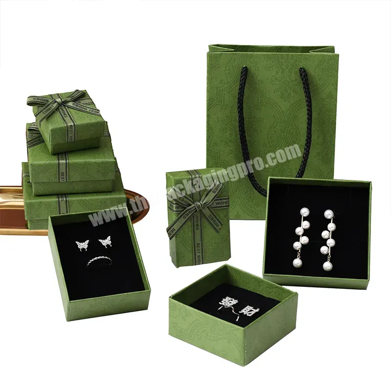 Luxury Lid And Base Type Jewelry Necklace Bracelet Earrings Ring Box Green Drawer Jewelry Storage Box - Buy Luxury Jewelry Box,Custom Packaging Box,Cardboard Drawer Storage Box.