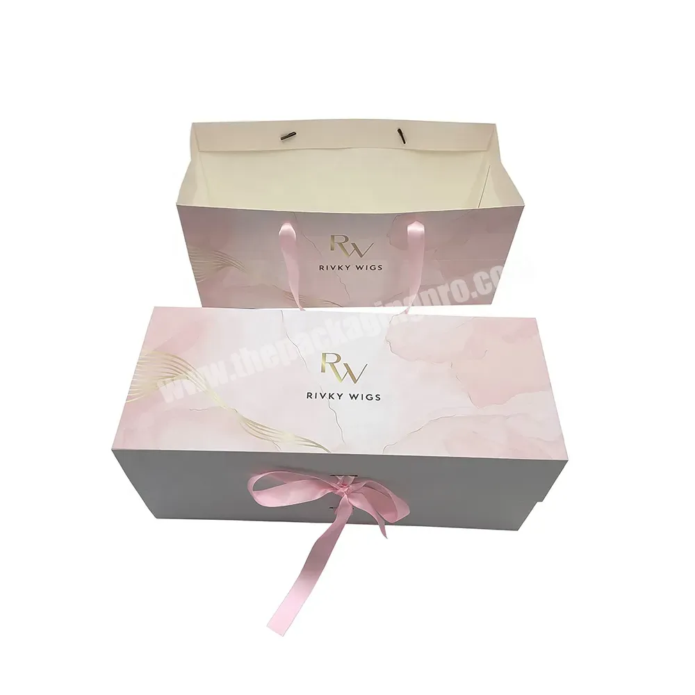 Magnet Folding Boxes With Ribbons Custom Collapsible Clothing Paper Box Wigs Cardboard For Gift Hair Packaging Box - Buy Cardboard Boxes For Packaging,Magnetic Hair Box,Wig Gift Box.