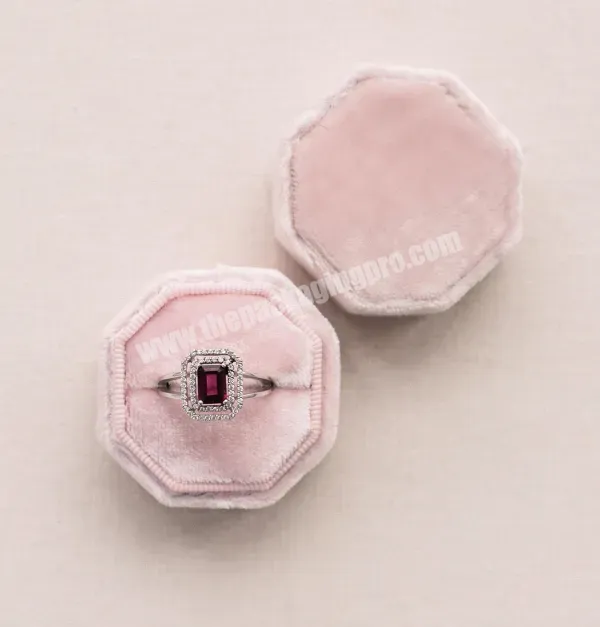 Wholesale Wedding Jewelry Boxes Velvet Ring Box Octagon Shape Suede Double Ring Box - Buy Suede Ring Box,Velvet Ring Box Wholesale,Octagon Velvet Ring Box.