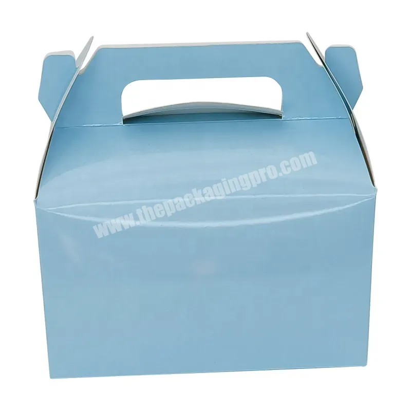 Blue Pastry Bakery Paper Cake Box With Carry Handle Macaroon Dessert Cardboard Custom Packaging Paper Mini Small Cake Boxes - Buy Blue Pastry Bakery Paper Cake Box With Carry Handle Macaroon Dessert Cardboard Custom Packaging Paper Mini Small Cake Bo