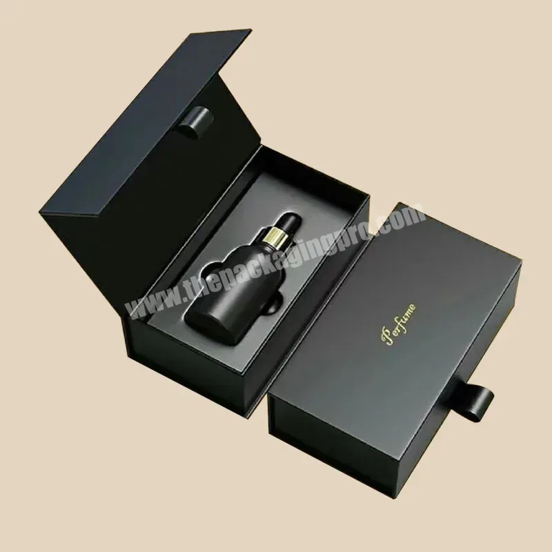 Custom Logo Luxury Black Drawer Magnetic Bottle Cosmetic Paper Gift Packaging Perfume Boxes - Buy Perfume Box,Perfume Packaging Box,Perfume Box Packaging.