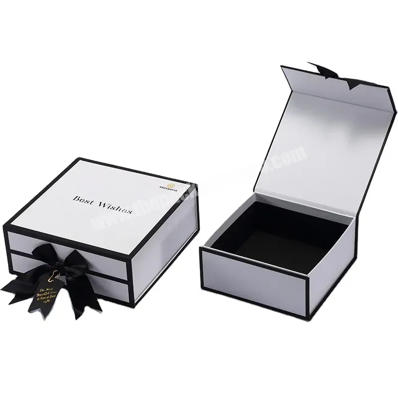 Custom Logo Luxury Products Packaging White Magnetic Gift Packaging Box With Ribbon - Buy Luxury Gift Box Packaging,White Gift Box With Lid,White Magnetic Boxes.