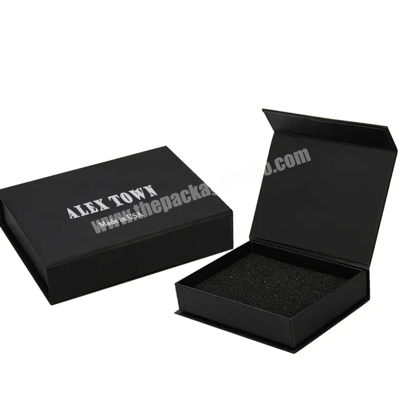 Custom Small Black Magnetic Gift Box Luxury Rigid Cardboard Box With Sponge Foam Insert Packaging For Perfume Bottle Knife Glass - Buy Small Boxes,Small Box Packaging,Small Magnetic Gift Box Packaging For Perfume Bottle Knife Glass.