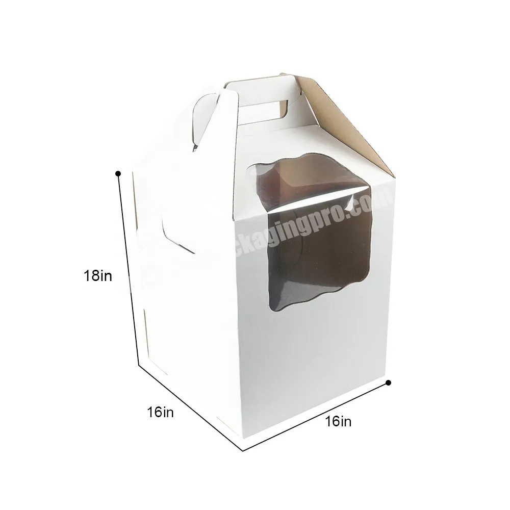 Custom With Handle Board Clear Tall Tiered Cake Packaging Box New Arrival Wholesale Price Corrugated Cake Box - Buy Cake Box With Handle And Board Clear,Custom Tall Tiered Cake Corrugated Paper Folding Box With Handle And Clear Pvc Window Packaging,W