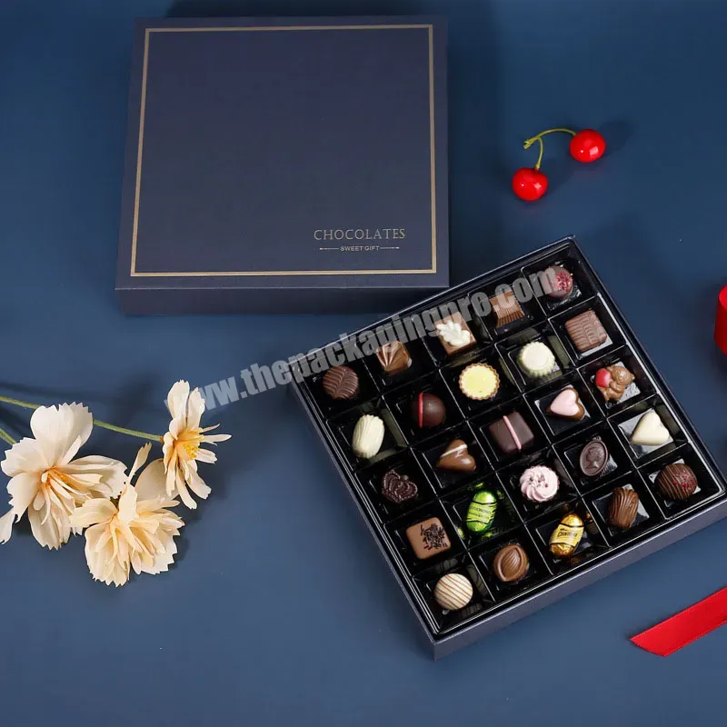 Customized Nuts Packaging Luxury Square Shape Chocolate Gift Paper Box Packaging With Divide - Buy Classic Dessert Gift Boxes With Plastic Insert,Handmade Chocolate Paper Packaging Box,Chocolate Candy Gift Paper Packaging.
