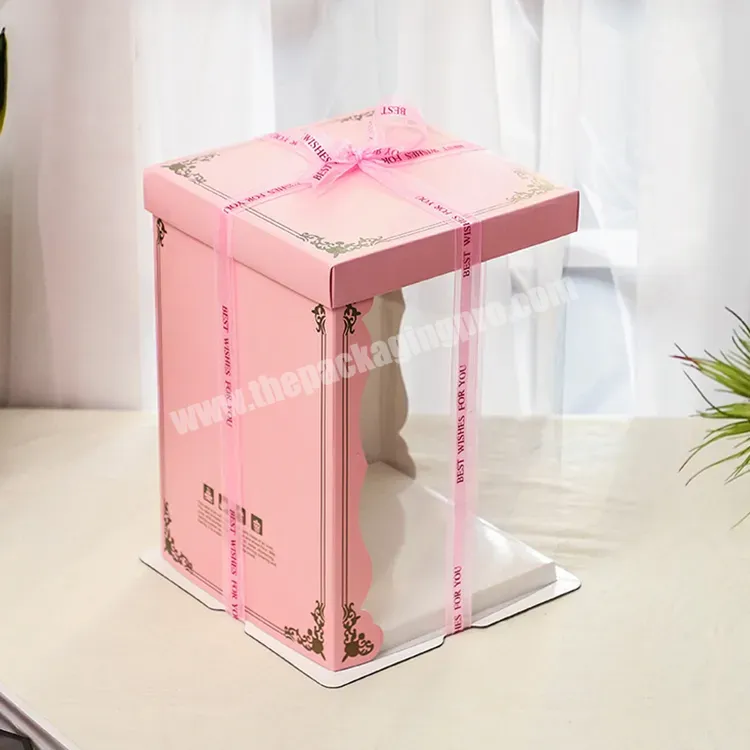 Double Height Cake Box Square Plastic Pink Individual Personnalised Clear Pie Cookie Cupcake Bakery Gift Cake Box - Buy Personalised Cake Box,Personnalised Cake Box,Pink Individual Cake Boxes.