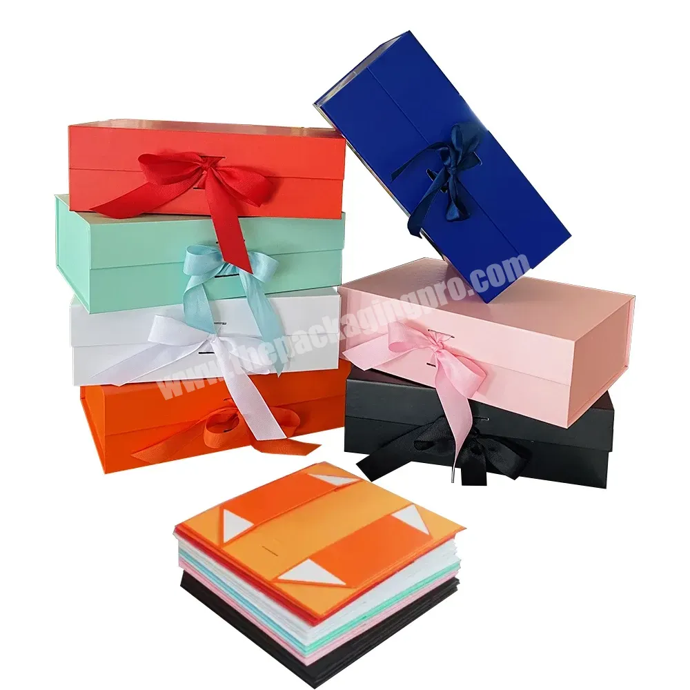 Jinbar 26*19*8cm|10.23"x7.48"x3.15" Medium Size Magnetic Gift Box With Ribbon - Buy Folding Gift Box With Ribbon,Gift Boxes With Magnetic Lids,Gift Box With Ribbon Design.