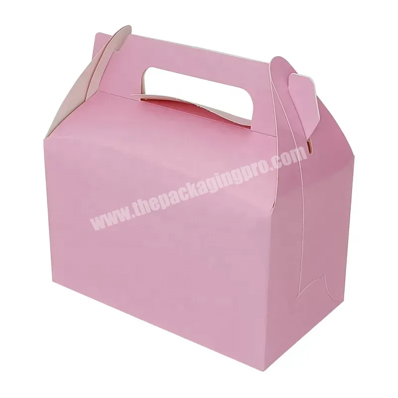 Pink Print Folding Environmentally Portable Dessert Bake Cake Treat Paper Boxes With Handle Small Bread Packing Cake Bag - Buy Pink Print Folding Environmentally Portable Dessert Bake Cake Treat Paper Boxes With Handle Small Bread Packing Cake Bag,Pa