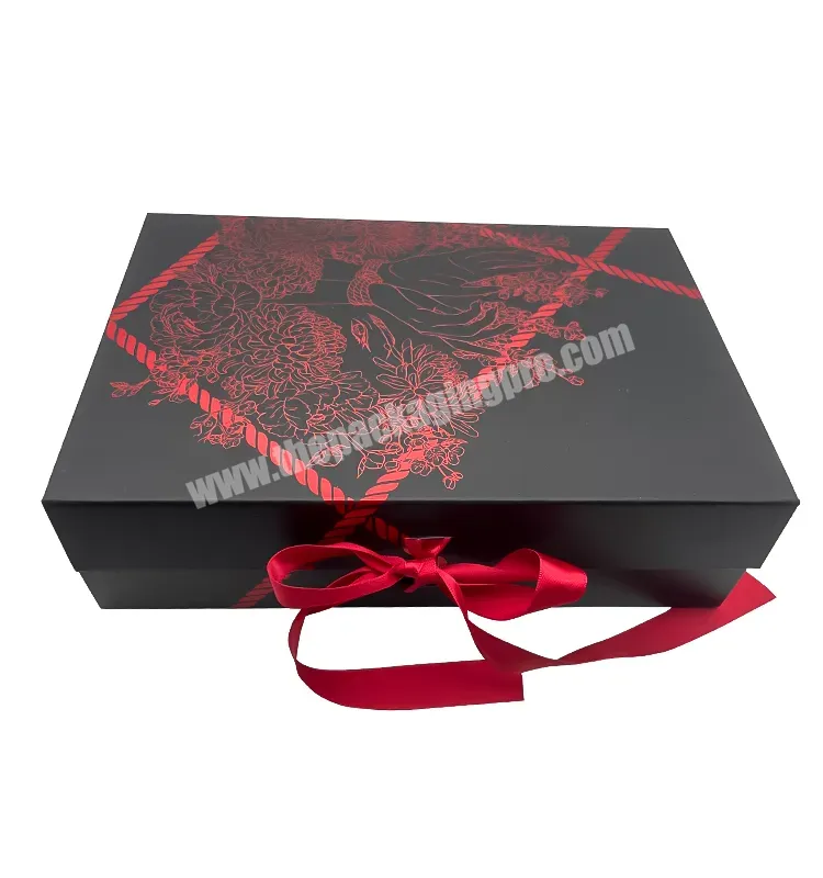 Wedding Sketch Group Ivory Gift Box With Changeable Ribbon And Magnetic Closure For Luxury Packaging Fold Sturdy Storage Box - Buy Gift Paper Box,Luxury Black Book Shaped Rigid Cardboard Foldable Gift Box Custom Print Paper Clamshell Magnetic Gift Bo