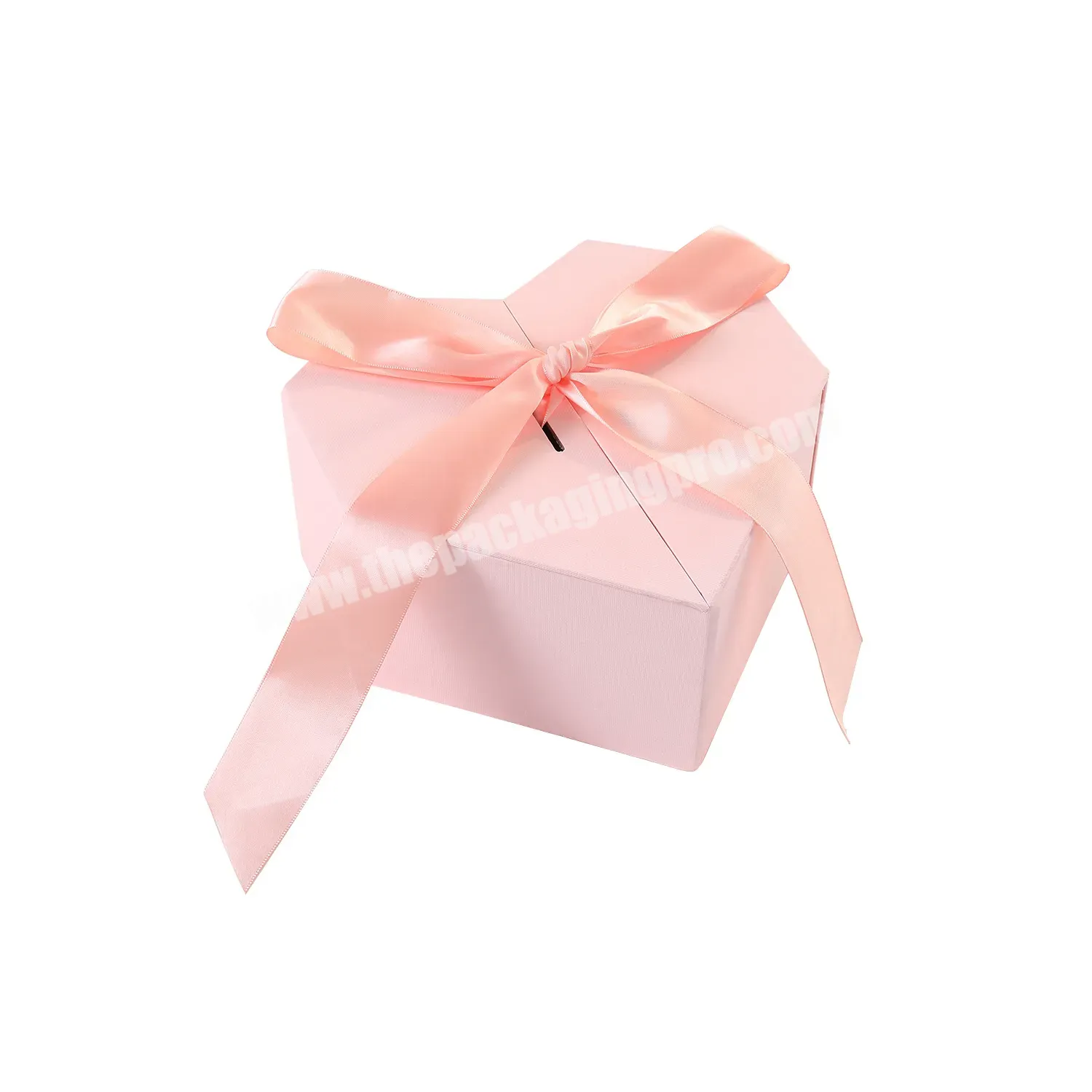 Wholesale Custom Heart Paper Bow Packing Box Wedding Party Candy Gift Packing Box With Ribbon Closed - Buy Pink Gift Box,Custom Heart-shaped Gift Box,Cardboard Gift Box With Ribbon Closed.
