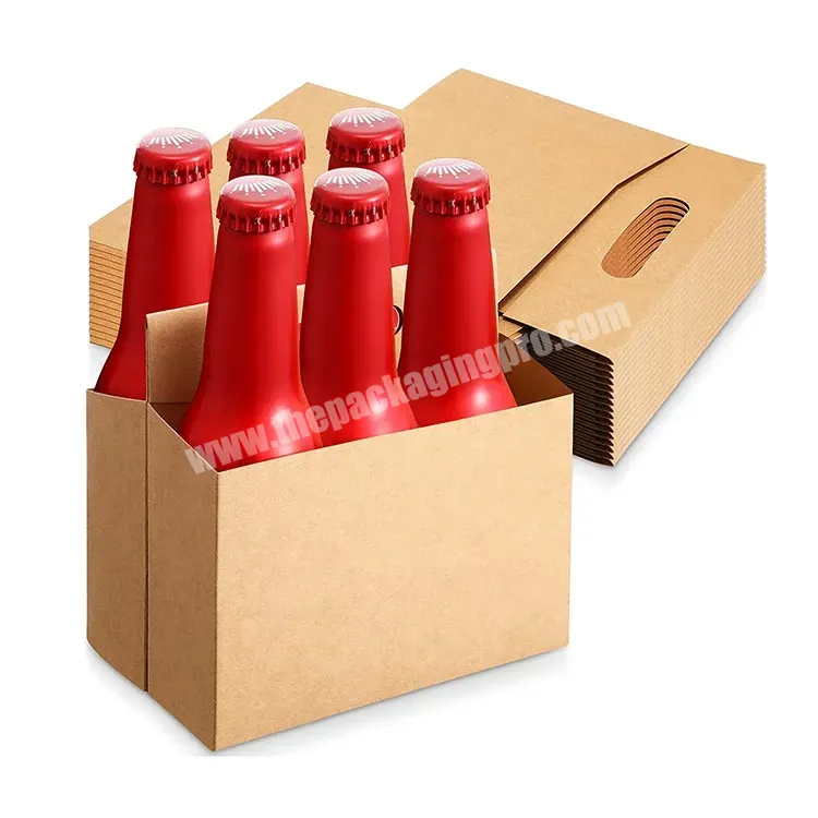 Wholesale Kraft Foldable Box Packaging 6 Pack Beer Carrier Packaging Cardboard Boxes Wine Box With Handle - Buy 6 Pack/bottle Beer Carrier Box,Kraft Paper Wine Beer Box,6 Bottle Cardboard Wine Box.