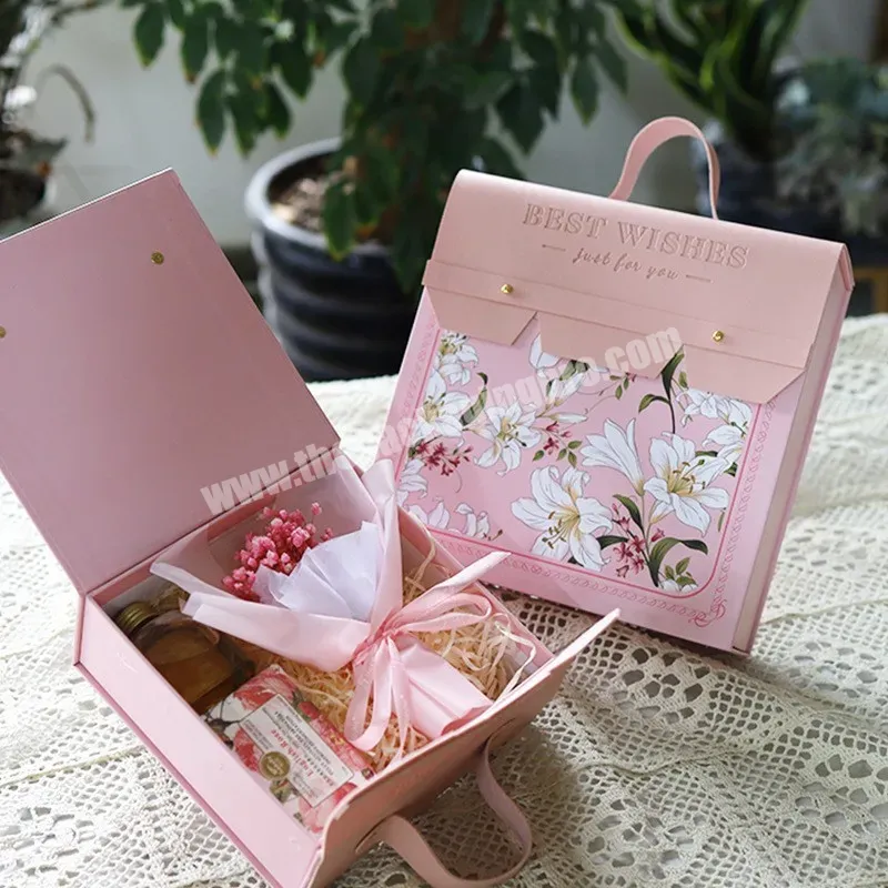 Wholesale Luxury Magnet Cardboard Box Wedding Gift Packaging Flower Pink Gift Box With Handle - Buy Gift Boxes For Present,Box Packaging For Mushroom Rose Flower Box Gift,Box With Handle For Flower Gift Packaging.
