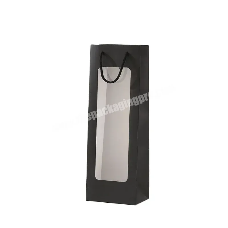Wholesale Party Giving Red Wine Juice Handle Bags Recyclable Elegant Printing Clear Window Wine Packaging Paper Box - Buy Wine Box,Clear Window Wine Box,Red Wine Juice Handle Bags.
