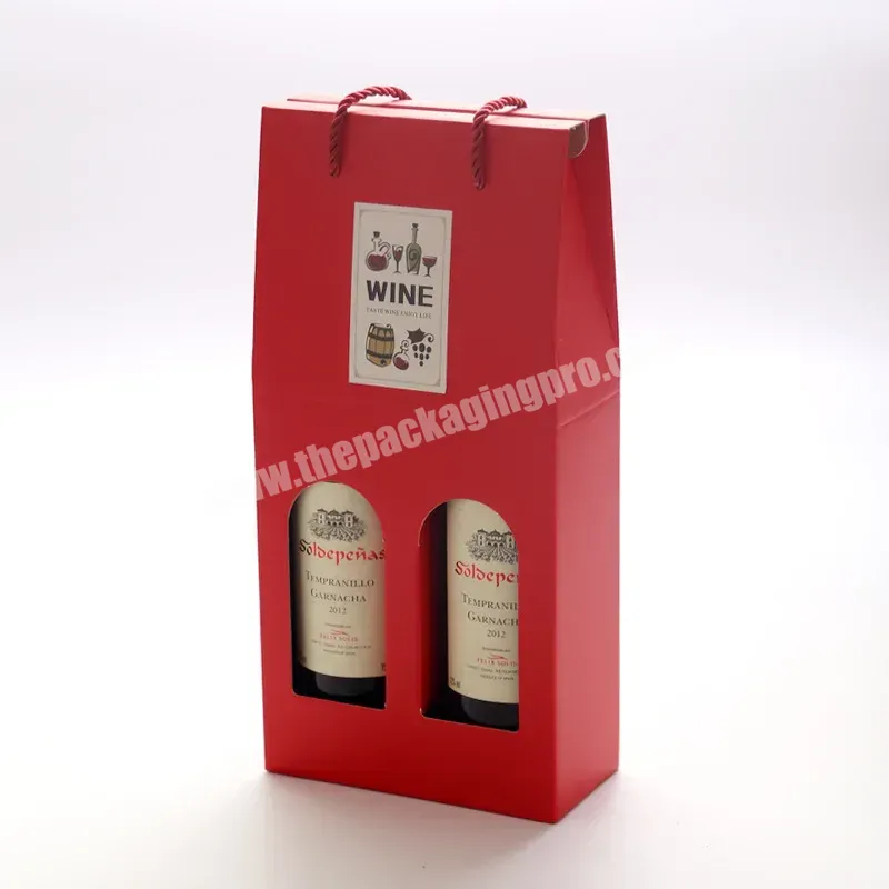Wholesale Present Red Wine Beer Boxes Recyclable Elegant Foldable Handmade Wine Packaging Paper Box With Handle - Buy Recyclable Wine Box,2 Bottle Wine Box,Present Red Wine Beer Boxes.